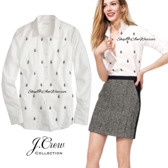J.Crew Collection NWT jeweled cluster button down shirt *shop@iamwarrior - Picture 1 of 8